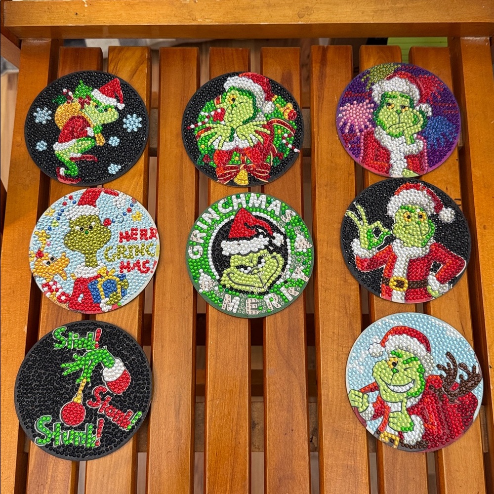 Festive Grinch Coasters Set